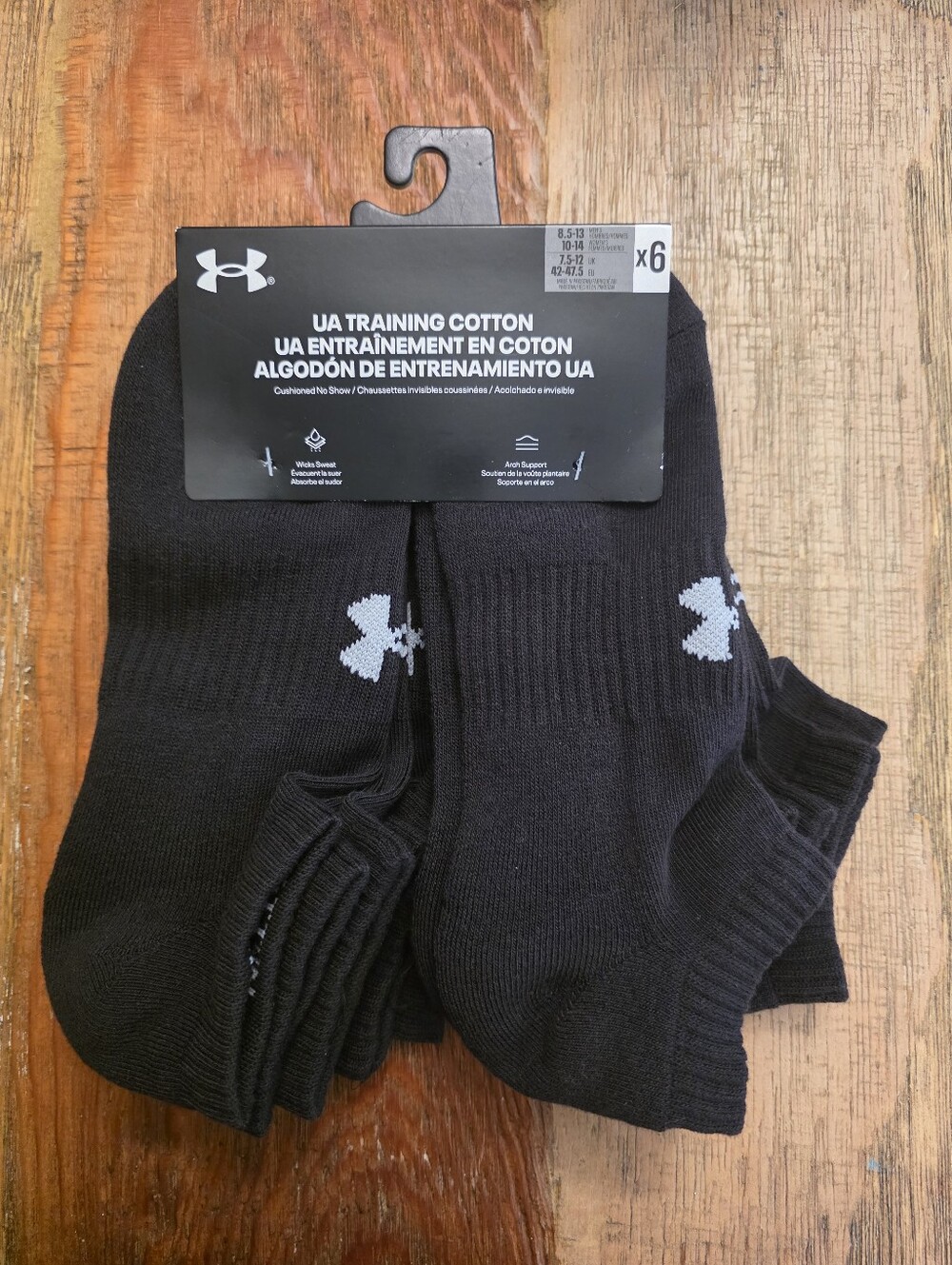 Under Armour Black No-Show Athletic Socks with White Logo (6 Pack)